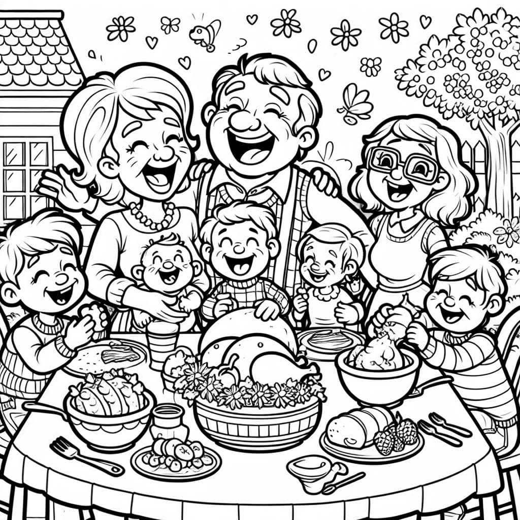 eine deutsche sieben köpfige Familie welche sich total überfressen hat