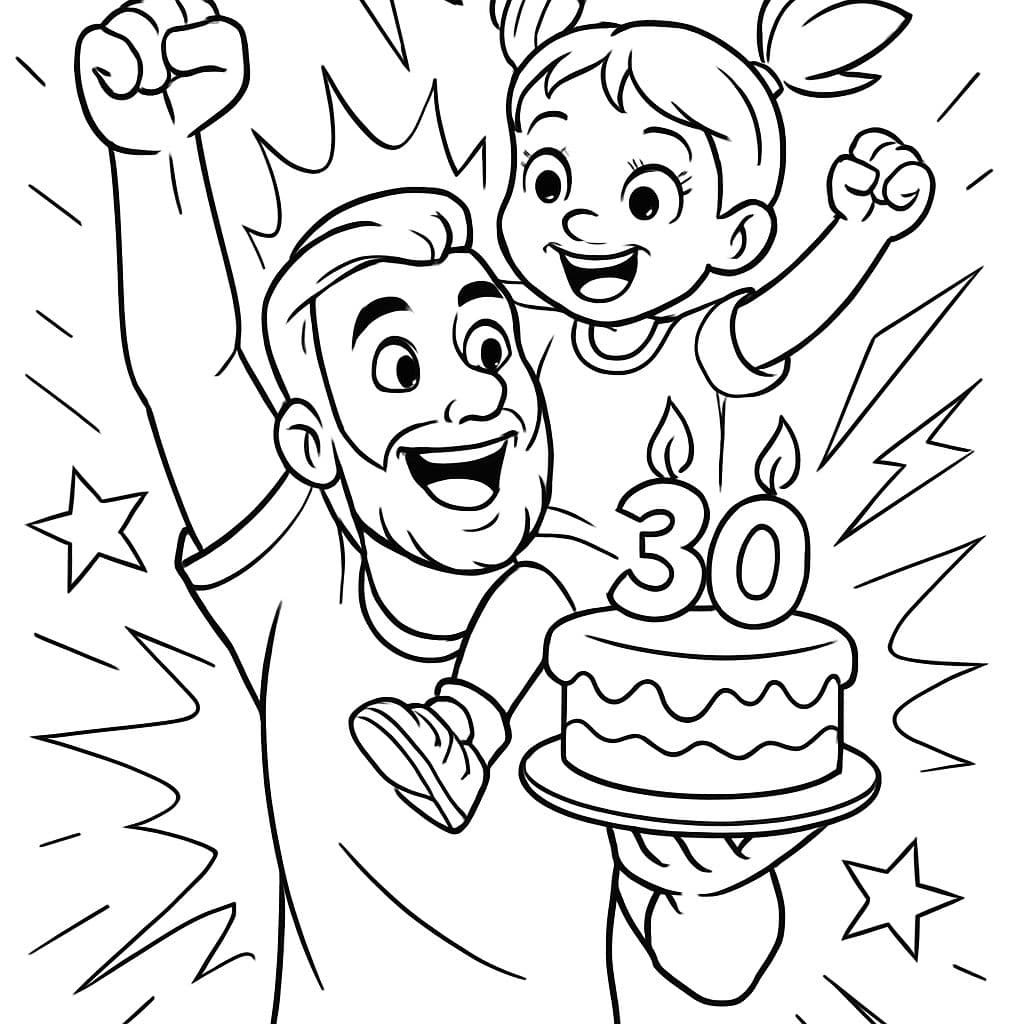 niña pequeña con su padrastro por su 30 cumpleaños