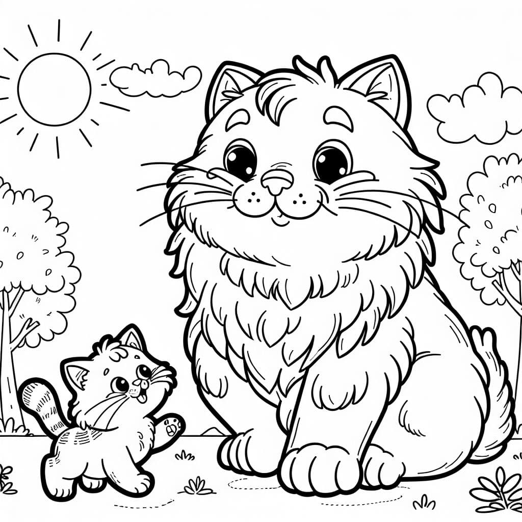 Eine kleine Glückskatze und ein großer Kater