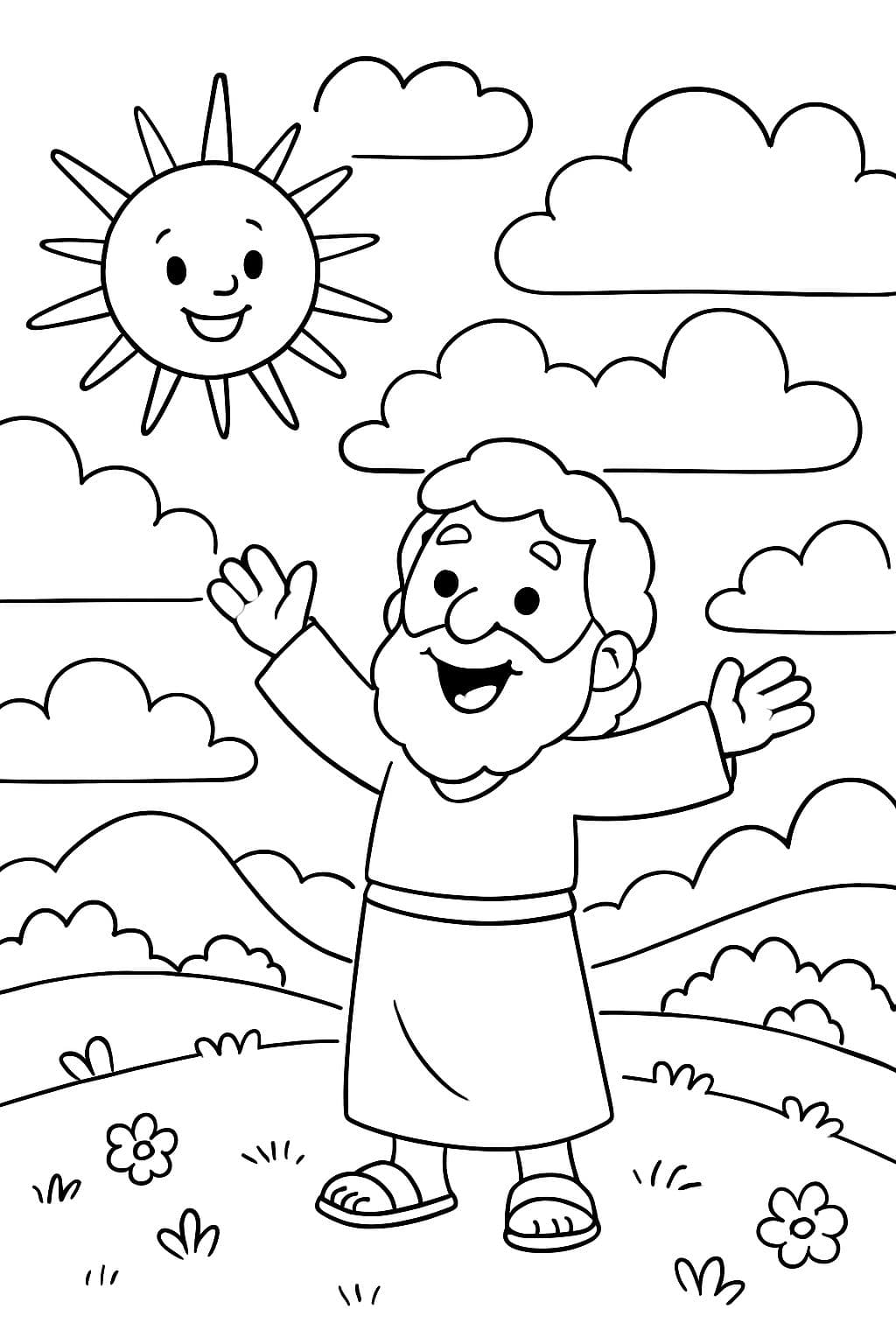 Dieu a créé le grand et beau ciel, s'étendant haut au-dessus de la terre.