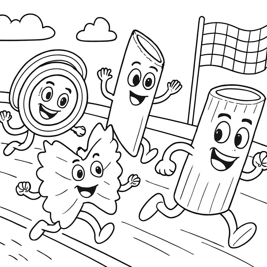 diferentes tipos de pasta teniendo una carrera