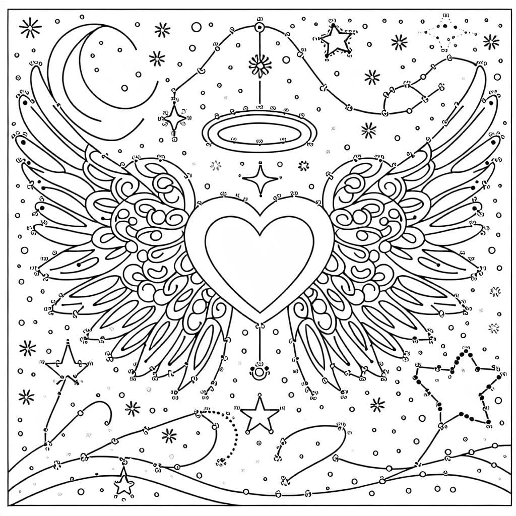 A simple connect-the-dots activity that forms angel wings, stars, or a heart.