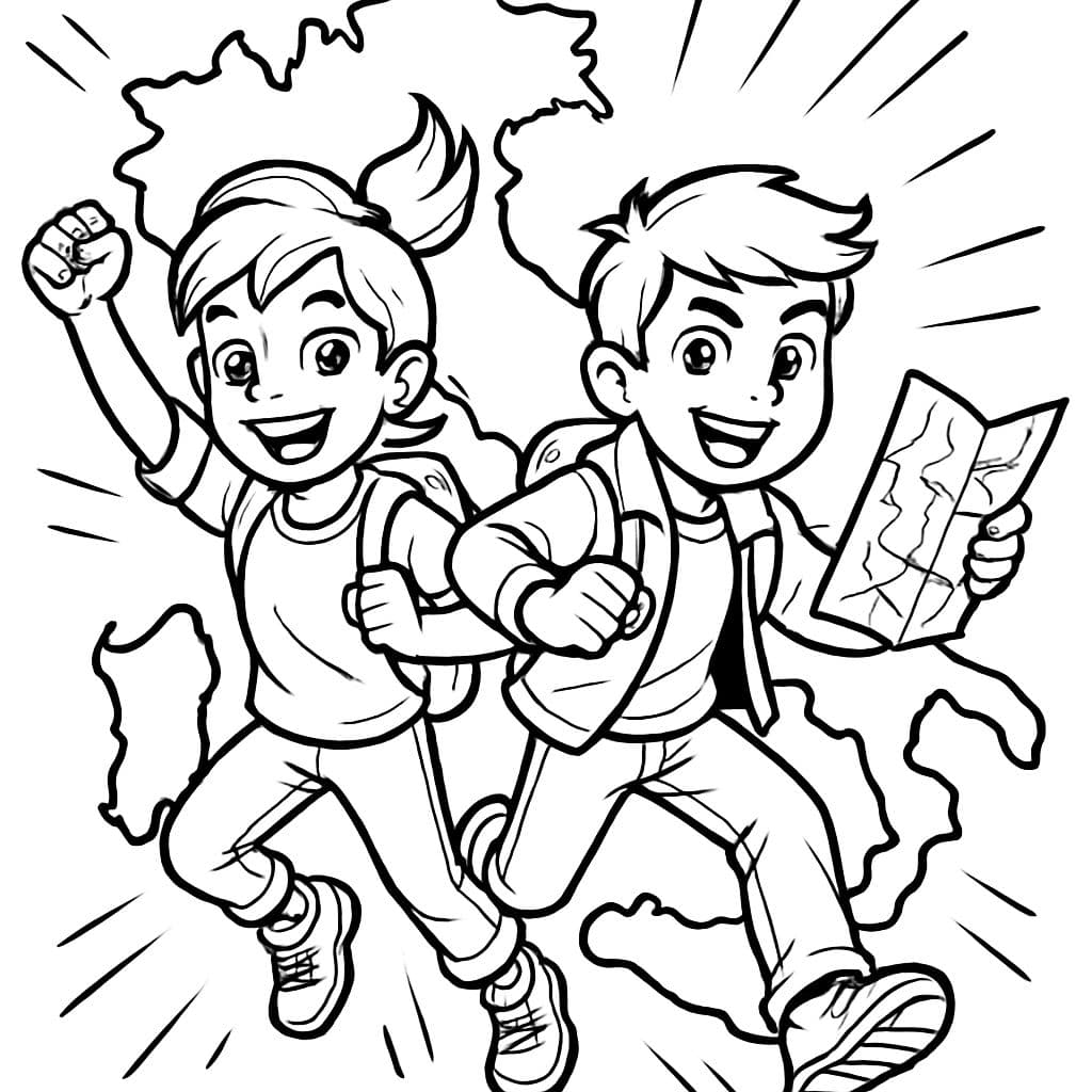 Un garçon et une fille avec la carte de l'Italie derrière eux.