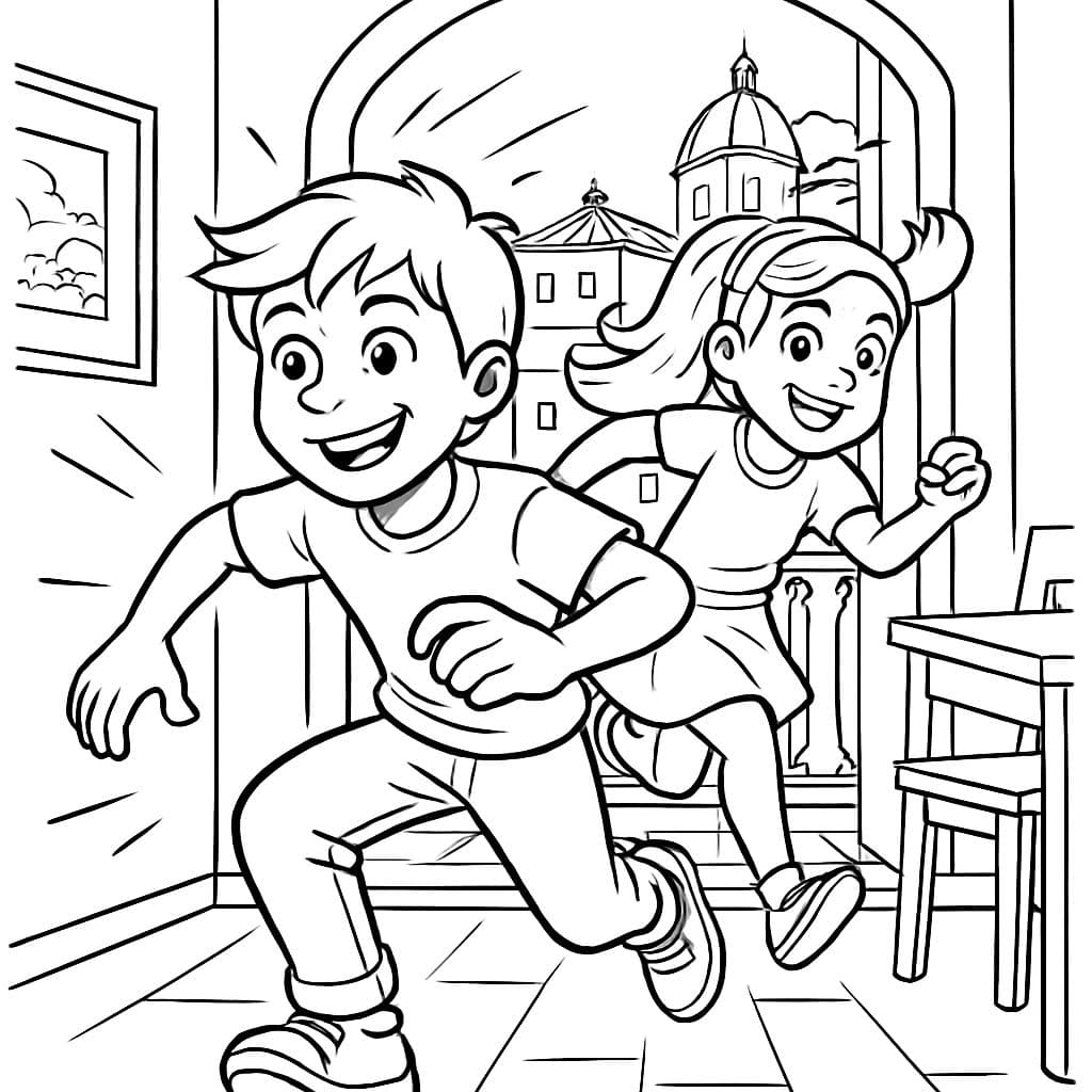 Un niño y una niña en un apartamento italiano