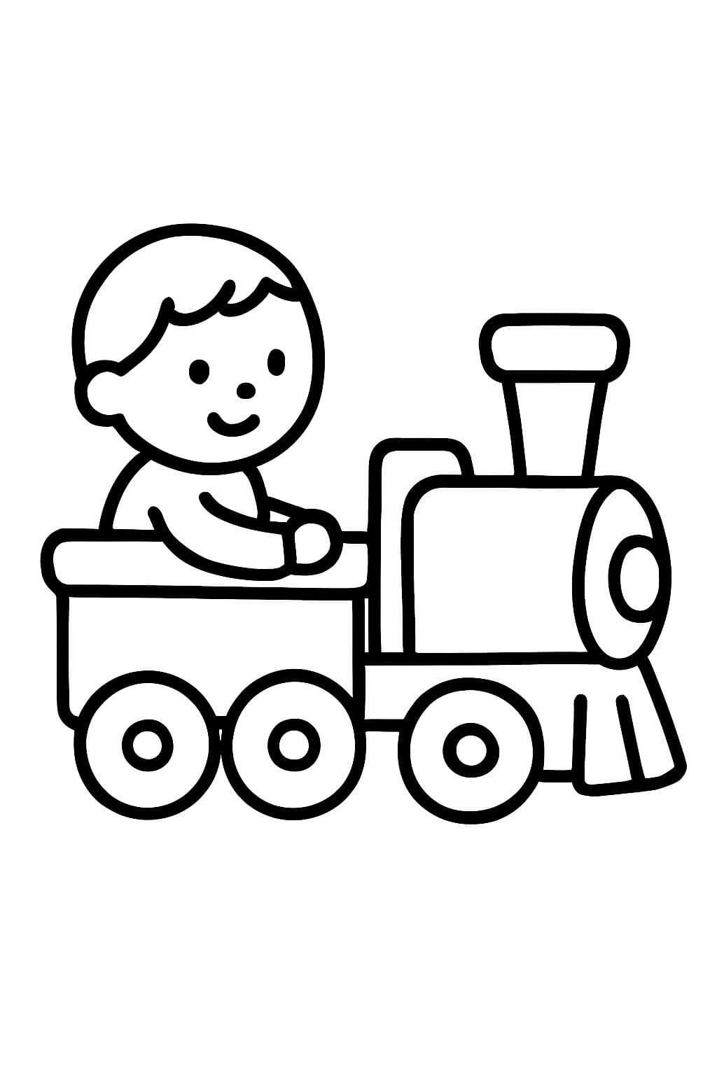 junger junge in einem wagon zu vorderst eine alte lokomotive