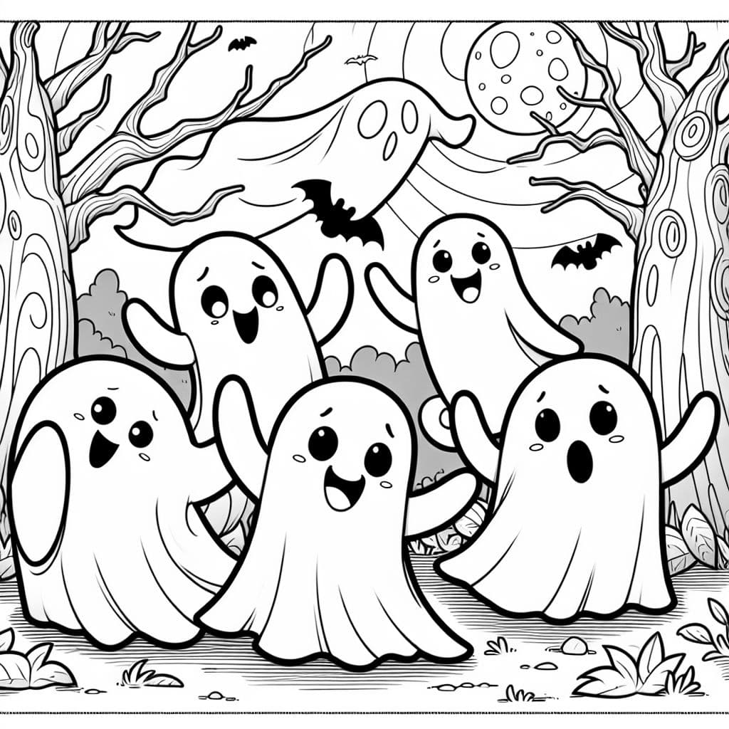 Fantasmas espeluznantes - ¡Entra en el mundo de los fantasmas espeluznantes, ideal para tus páginas para colorear!