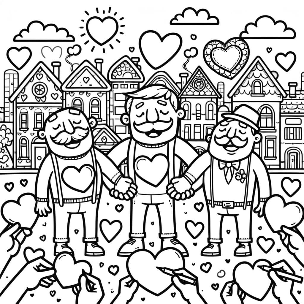 Una hermosa página para colorear con corazones destinados a los padres.