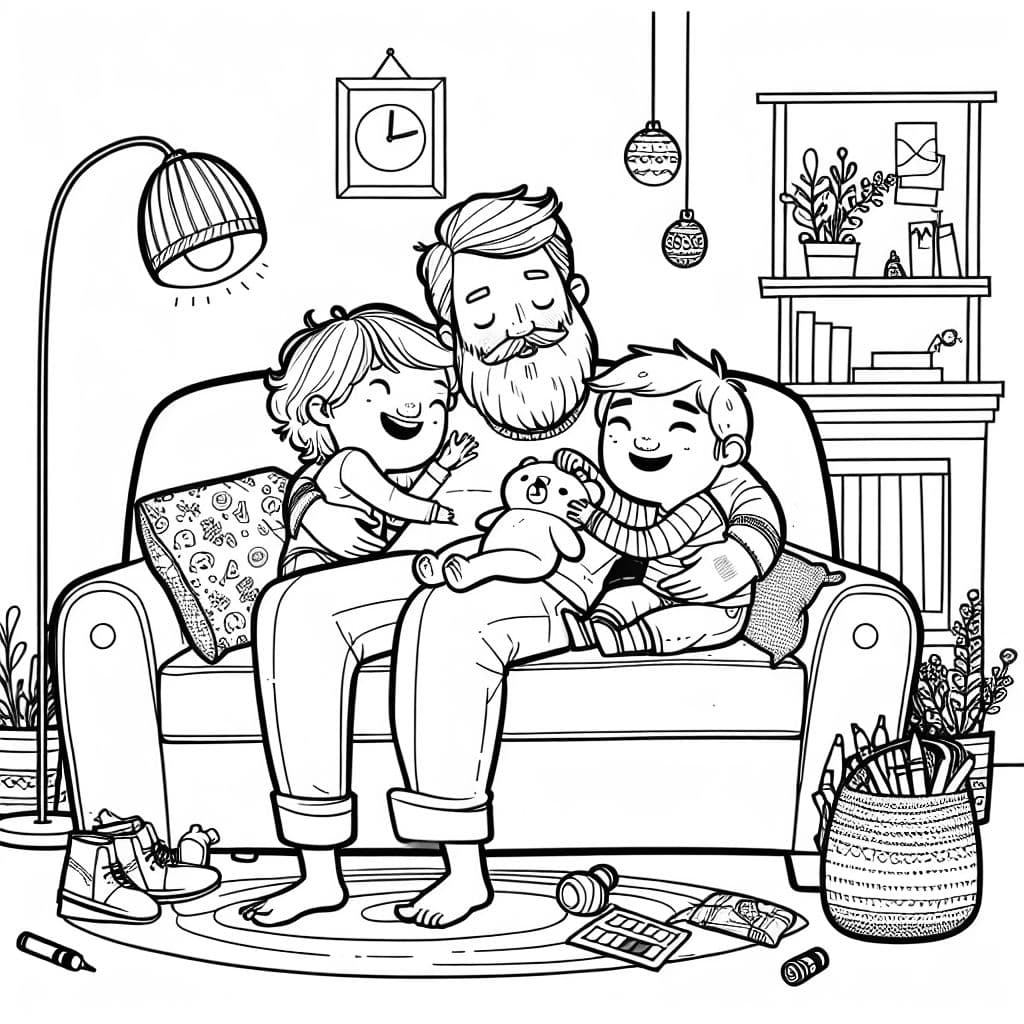 Un papá abrazando a dos niños, disfrutando de su tiempo juntos.