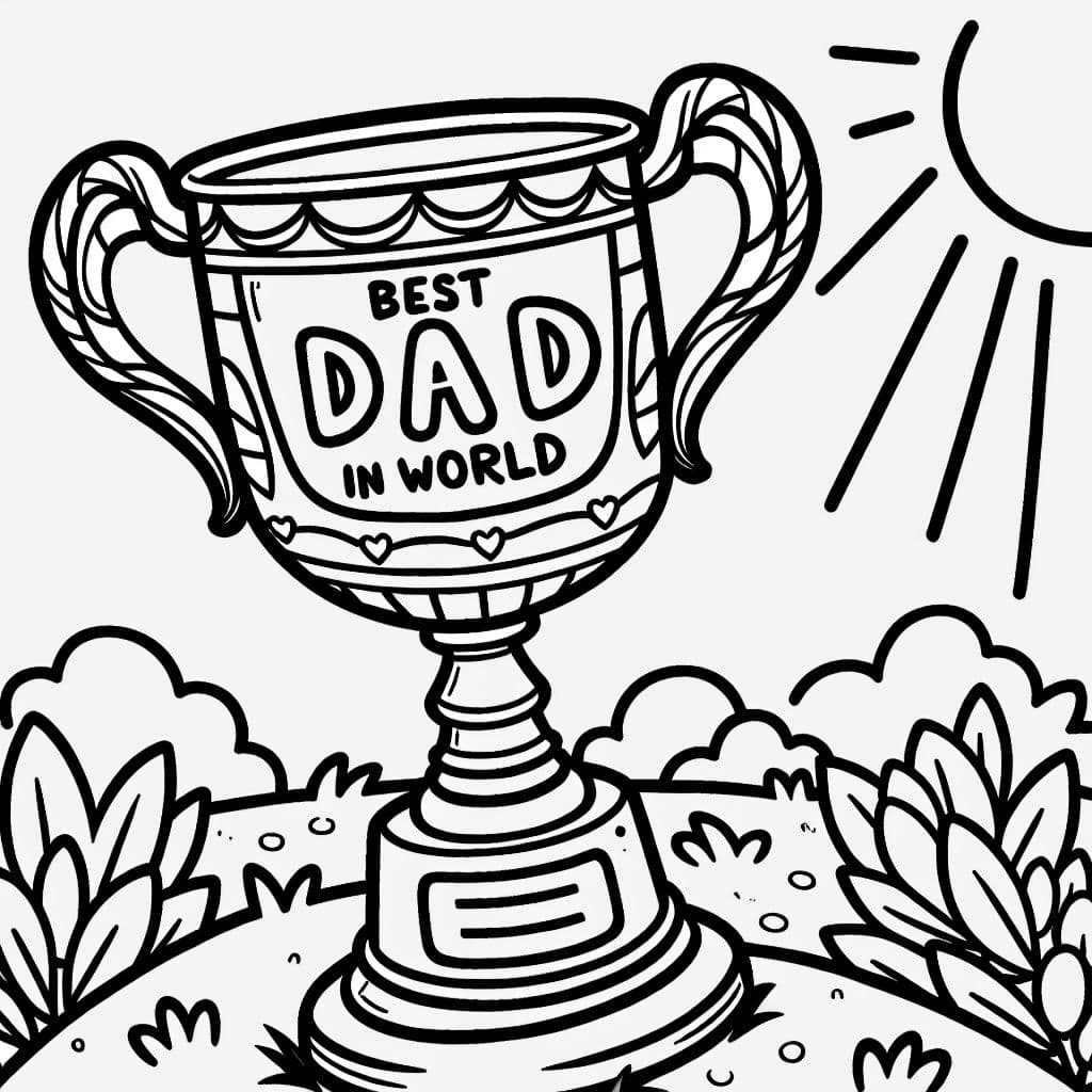 Trophée du meilleur papa du monde, parfait pour le coloriage pour les enfants.