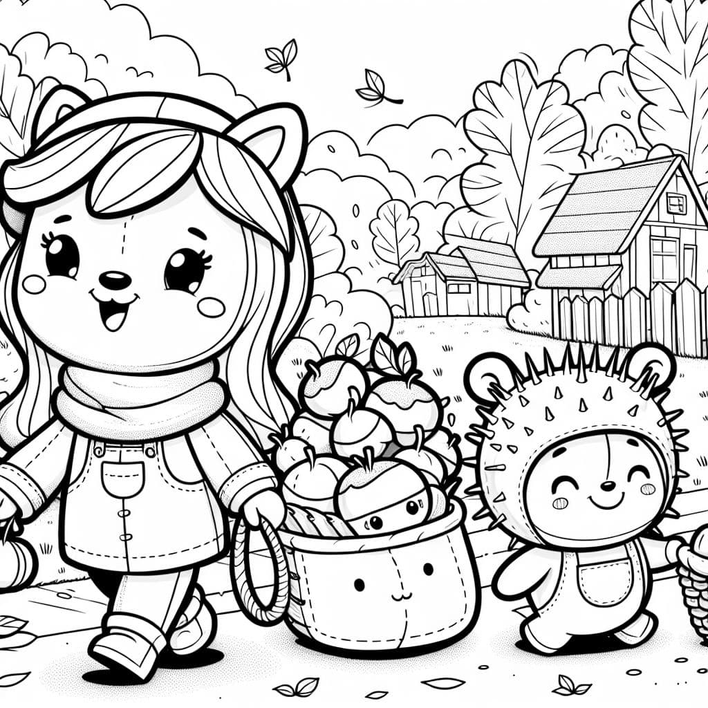 Une représentation créative de personnages de marrons d'automne, parfaite pour que les enfants colorient.