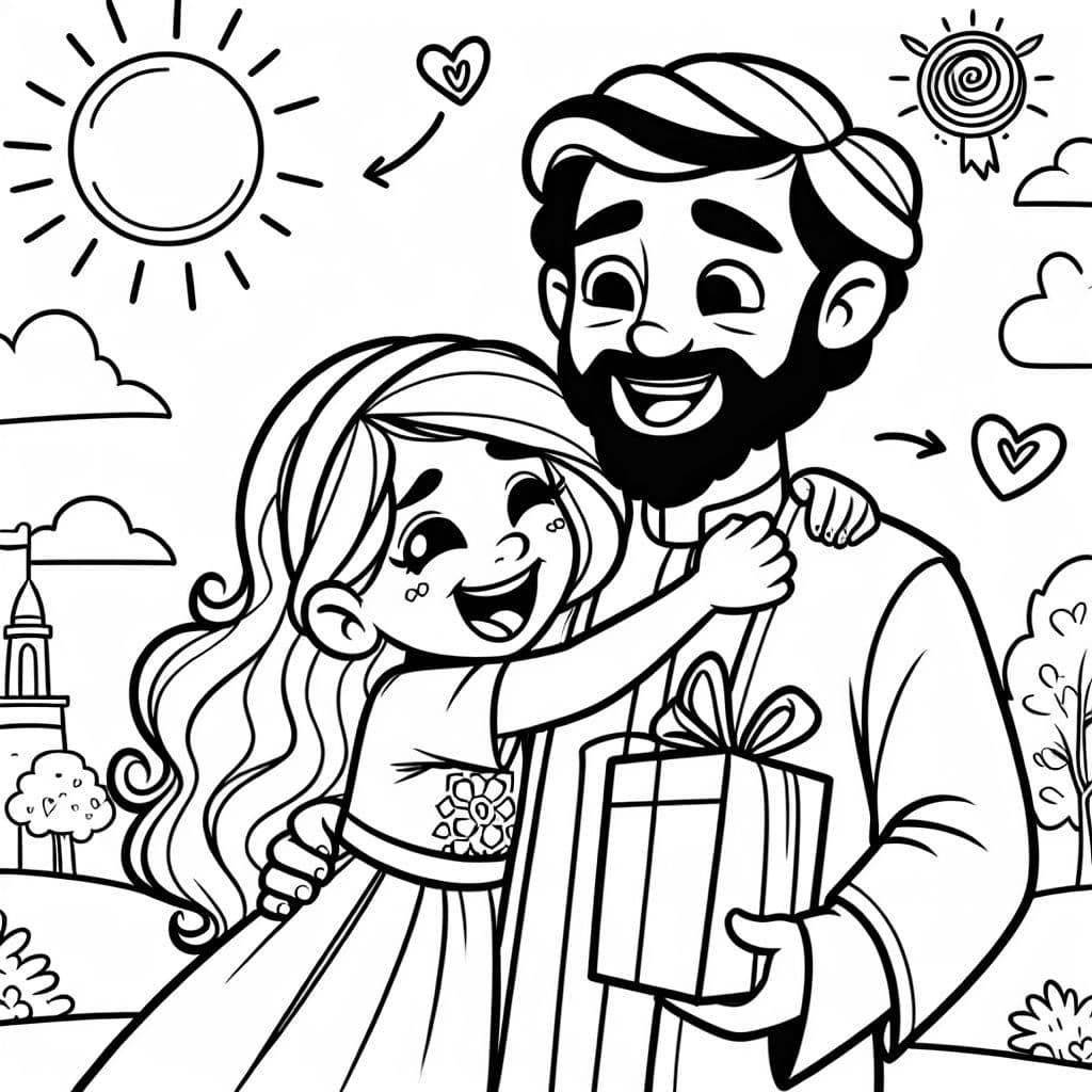 Una niña amando a su padre en el Día del Padre.