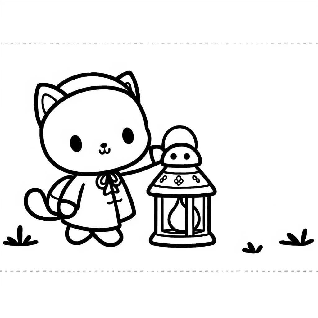 eine Süße Katze die mit einer Sankt Martins laterne spazieren geht