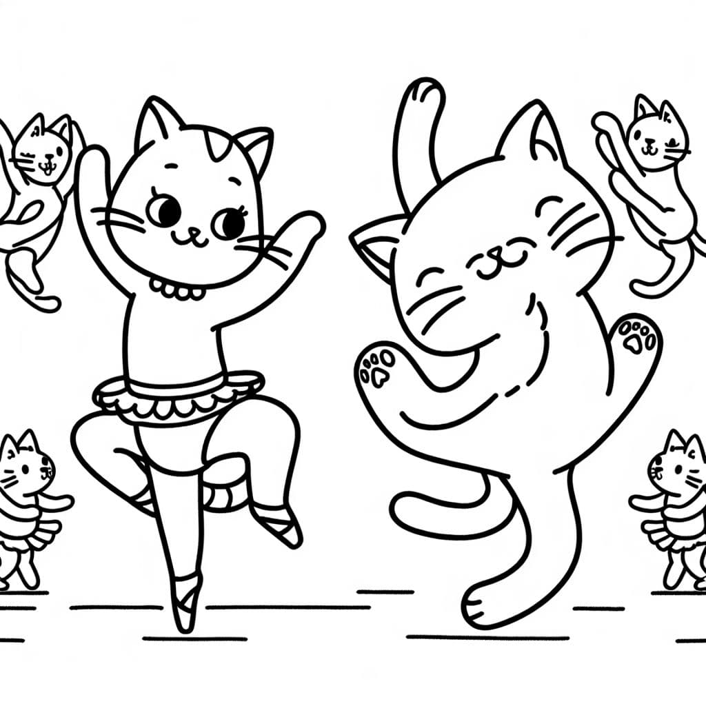 2 gatos haciendo ballet y 3 gatos haciendo chachachá.