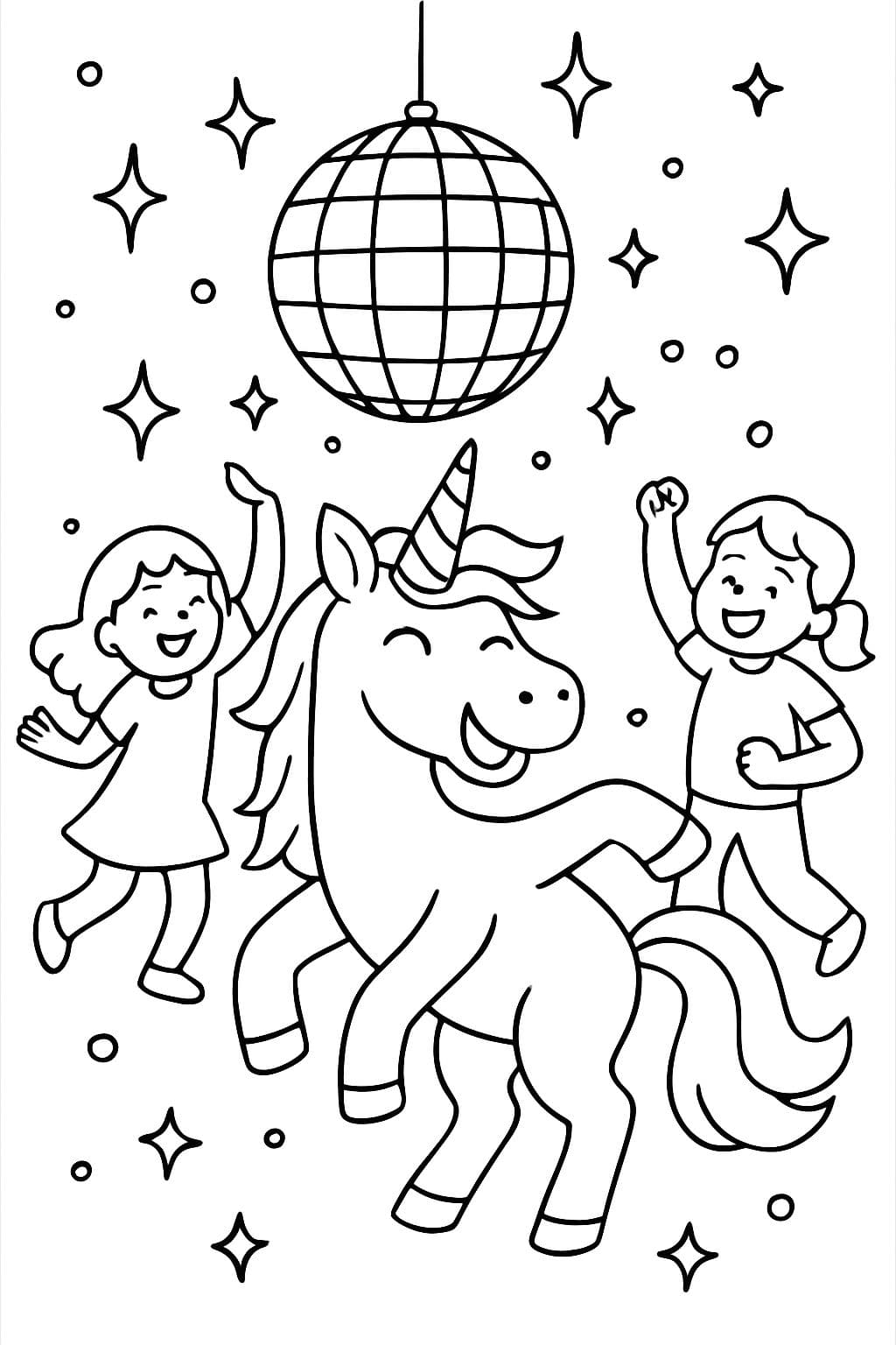 glitzernder Disco Ball auf einer Einhorn-Dance-Party