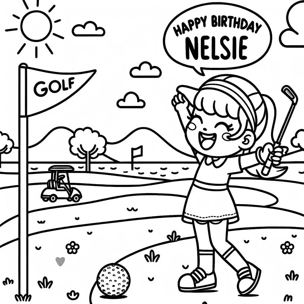 Image sur le thème du golf pour filles dit - Joyeux anniversaire Nelsie