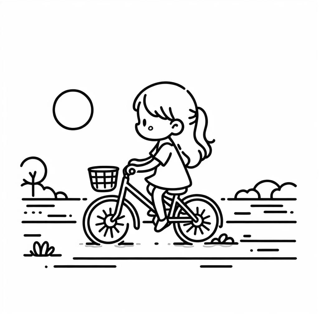 una niña pequeña montando en bicicleta junto al río