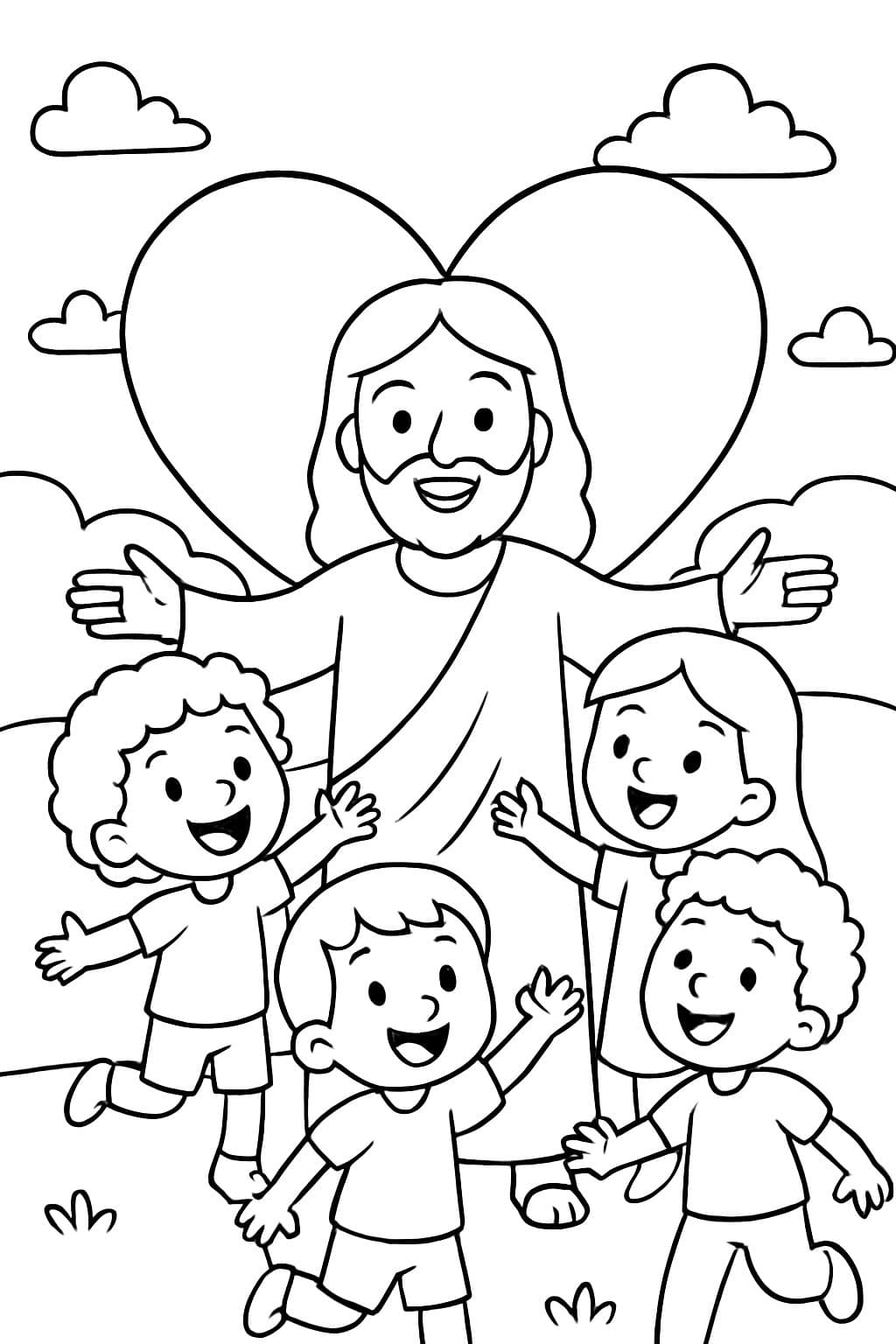 Um coração e o amor de Jesus para todas as crianças de todas as raças