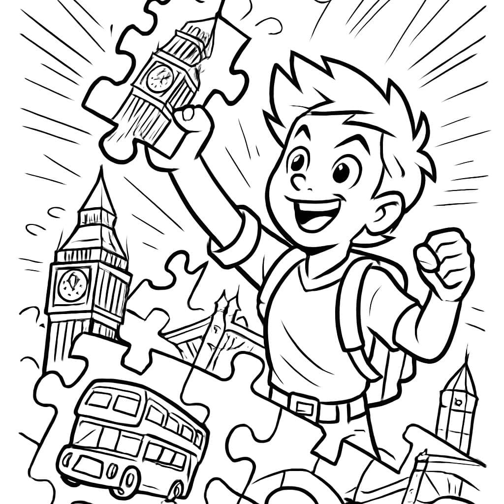 Crea un rompecabezas de Londres con piezas de rompecabezas.