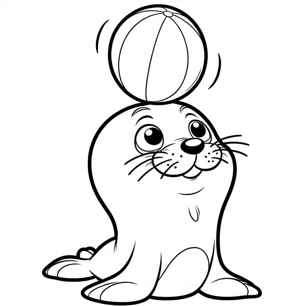 Eine Seerobbe die einen Ball auf der Nase balanciert