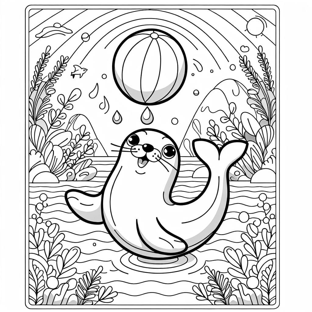 una foca equilibrando una pelota sobre su nariz