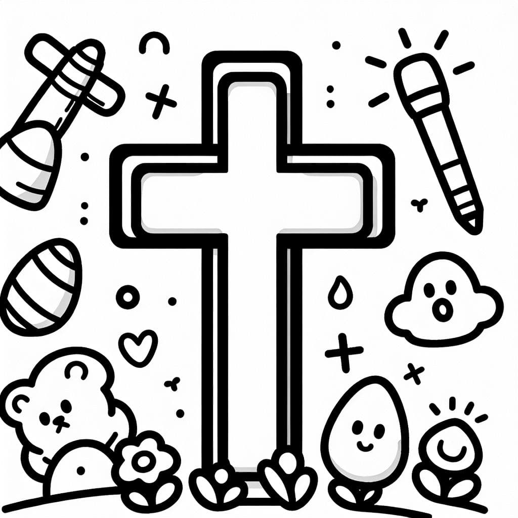 Una sencilla cruz para que los niños coloreen.