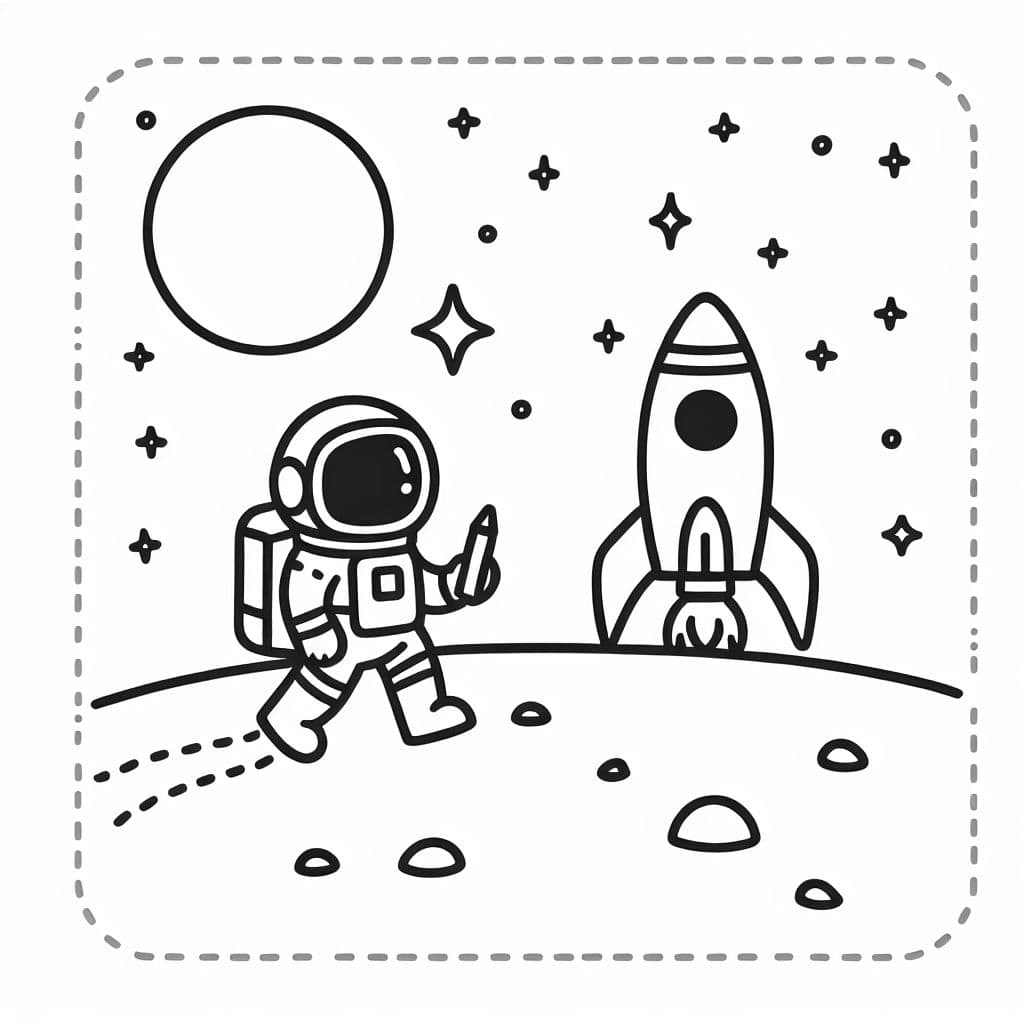 Ein Astronaut erforscht den Weltraum außerhalb seiner Rakete