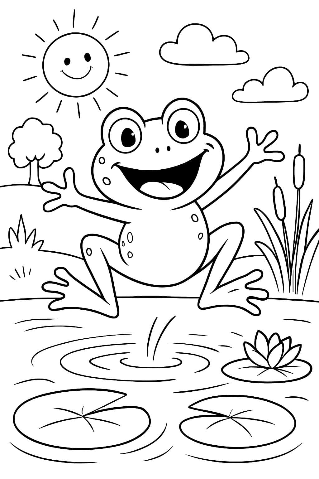 grenouille dans la région de la victoire, sautant dans l'étang