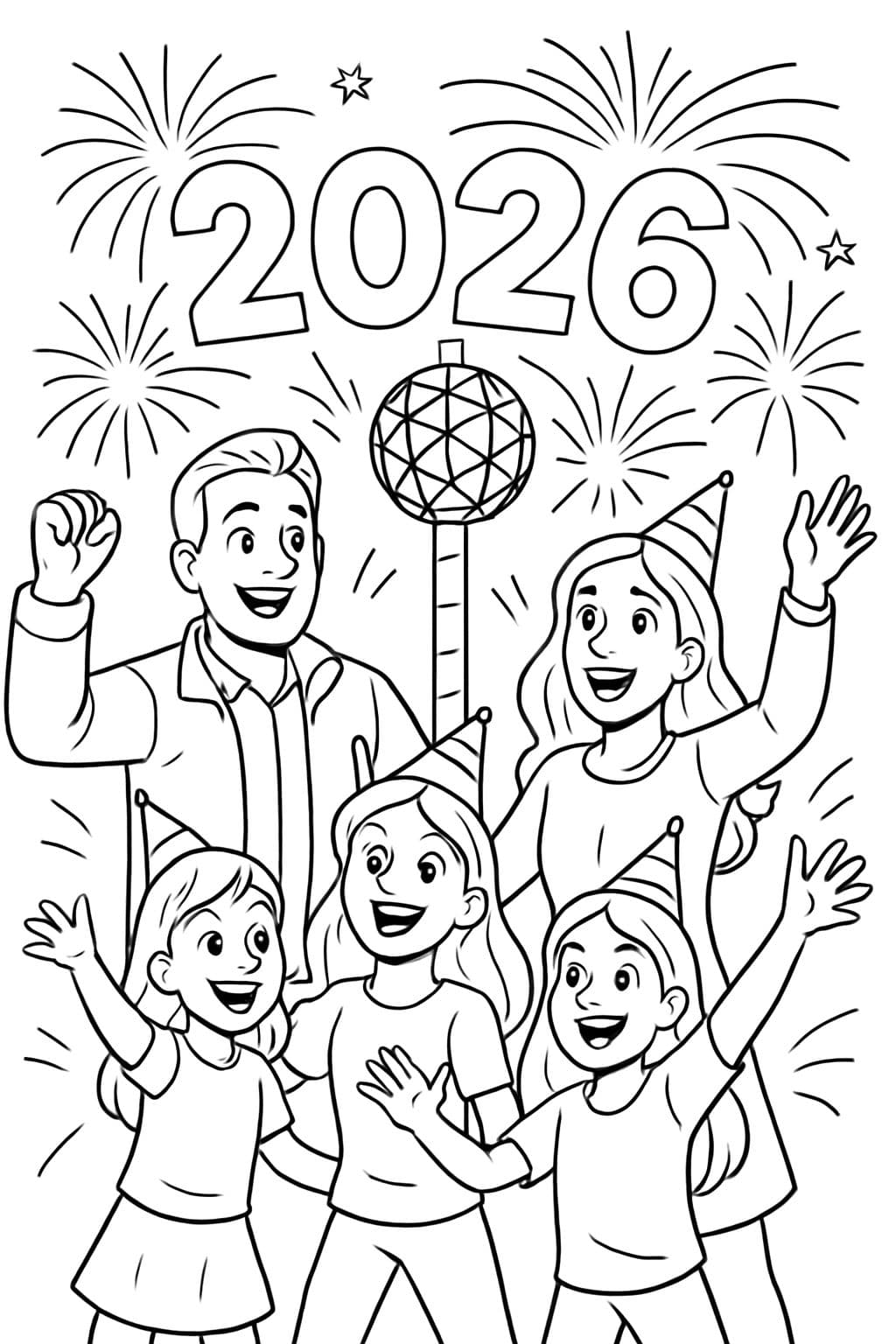 Silvester 2026 Ballabwurf mit Mama, Papa und 3 Töchtern