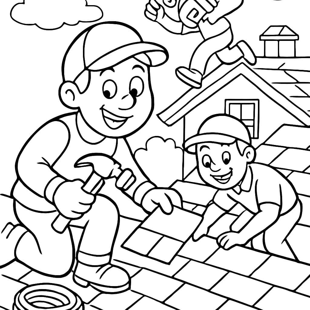 Ein Team installiert Asphaltdachziegel auf einem Dach.