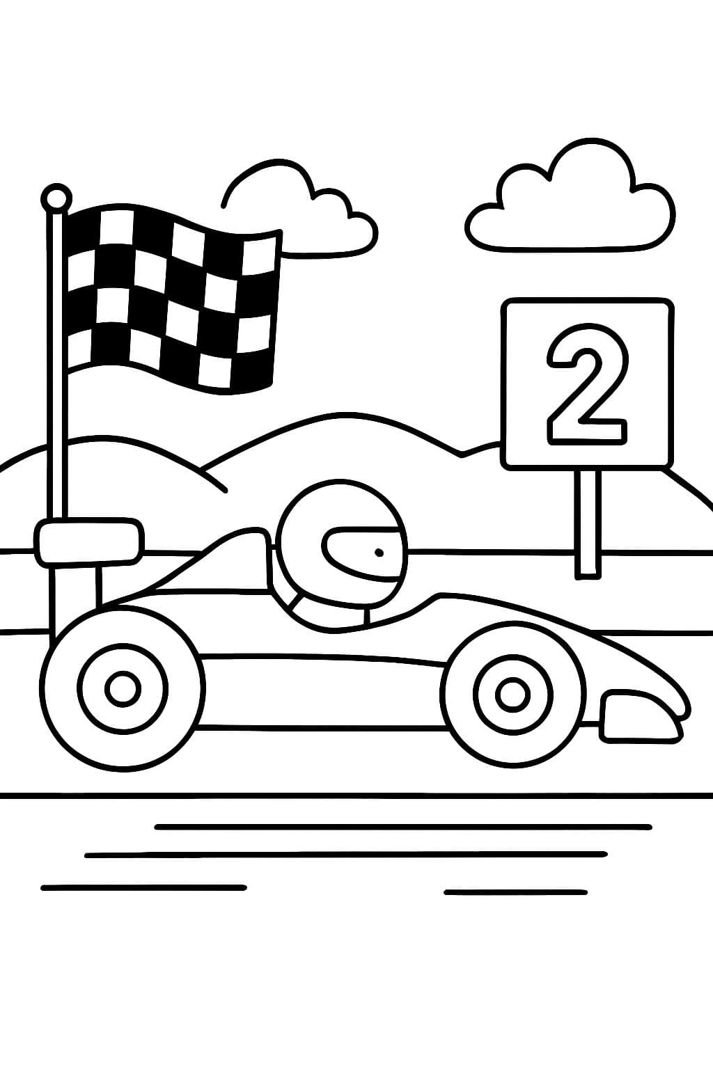 coche de carreras en la recta de meta número 2