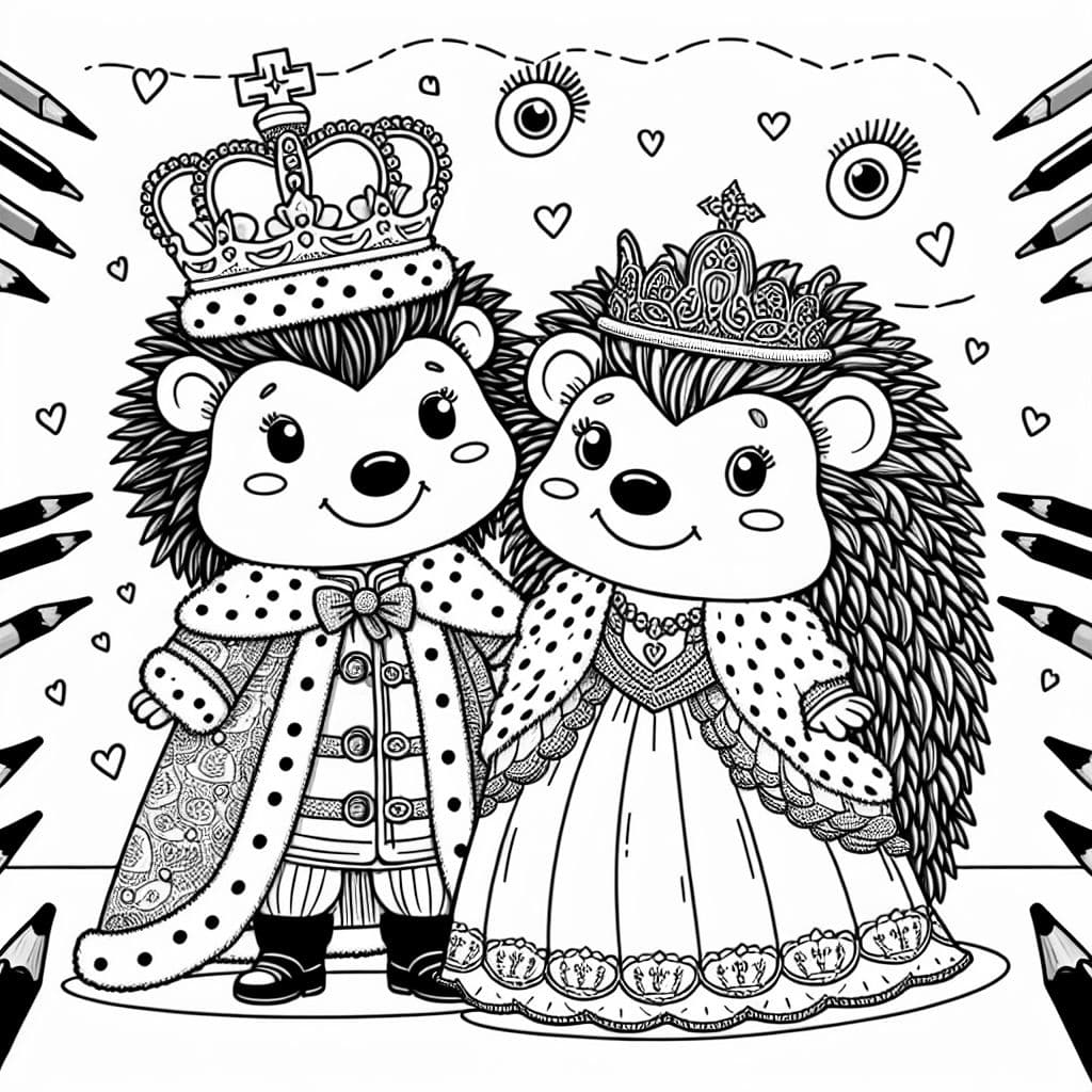 Prince hedgehog and princess hedgehog hugging