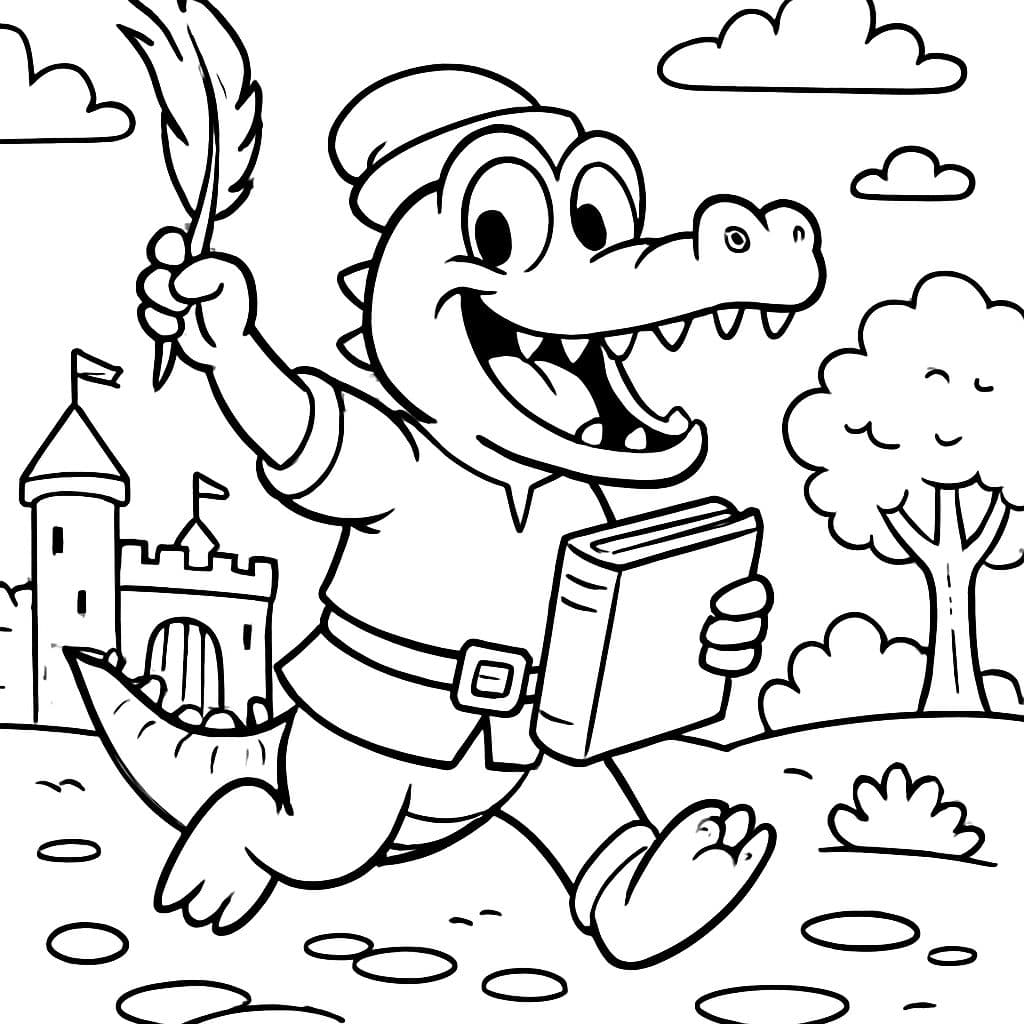 Ein niedlicher mittelalterlicher Krokodilbuchbinder