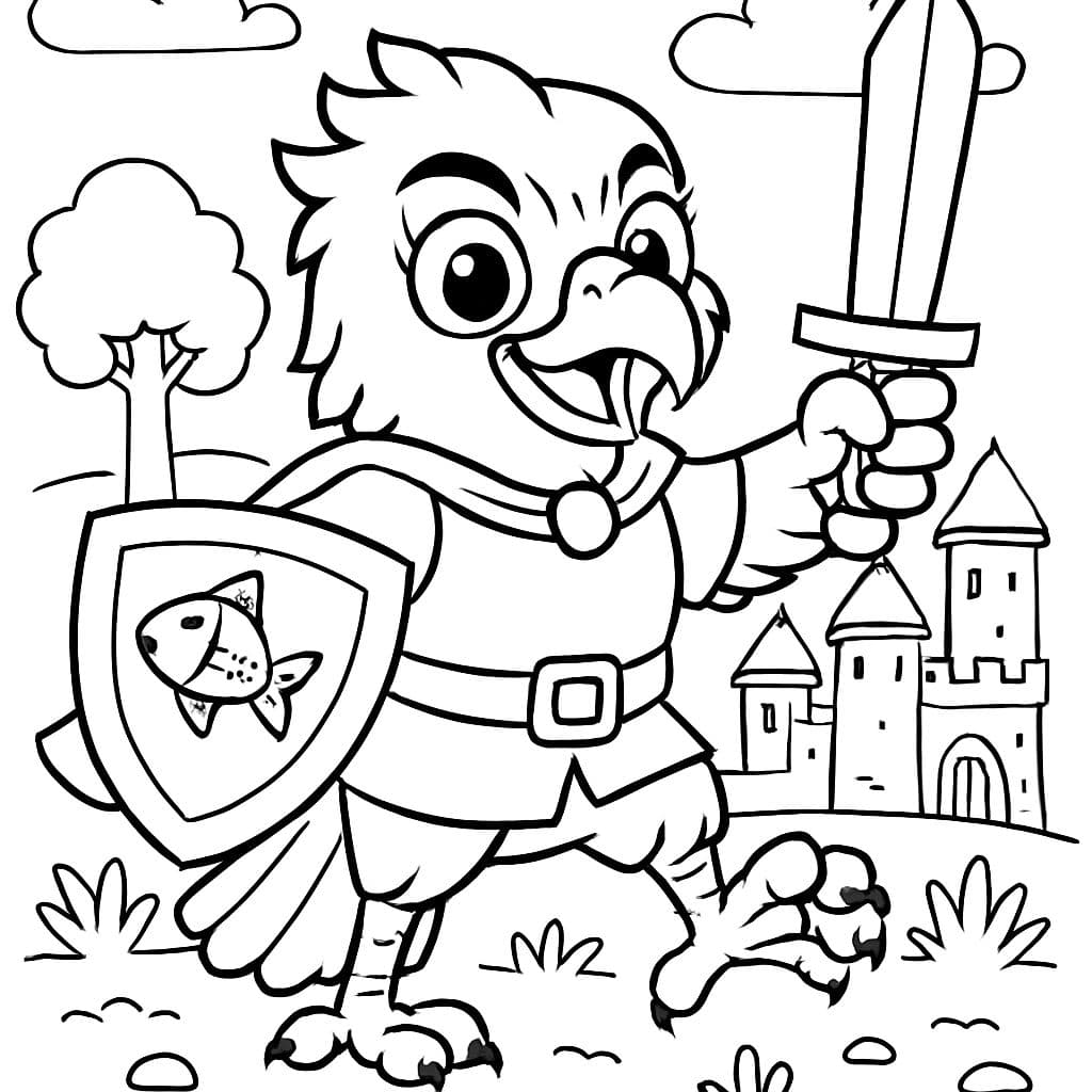 Una tierna águila pescadora de la época medieval