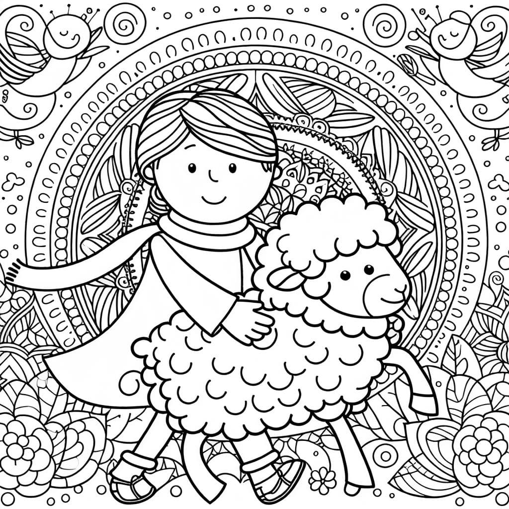luke 15 la brebis perdue jésus portant un mouton mandala adulte détaillé