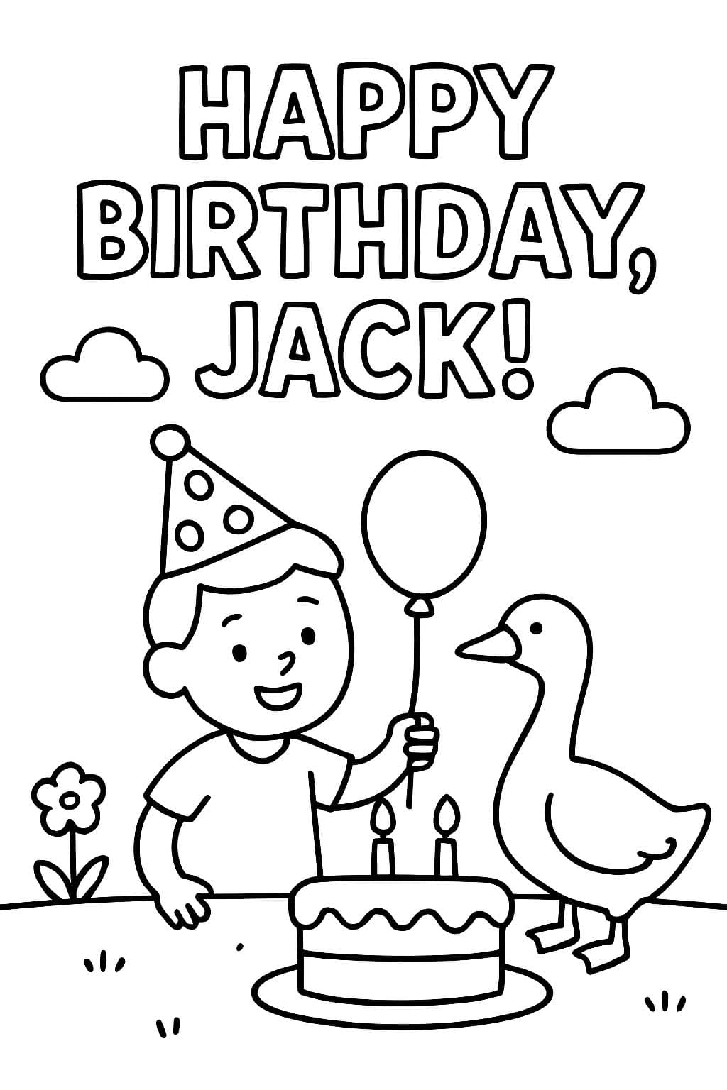 Herzlichen Glückwunsch zum Geburtstag, Jack! mit Gans