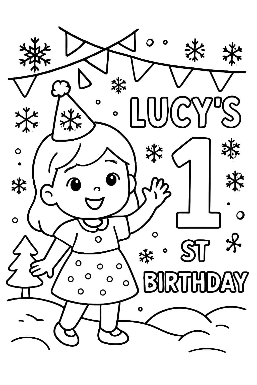 Célébration du premier anniversaire de Lucy avec des flocons de neige