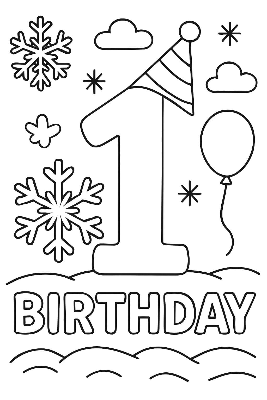 Célébration de 1er anniversaire flocon de neige - sans personnes