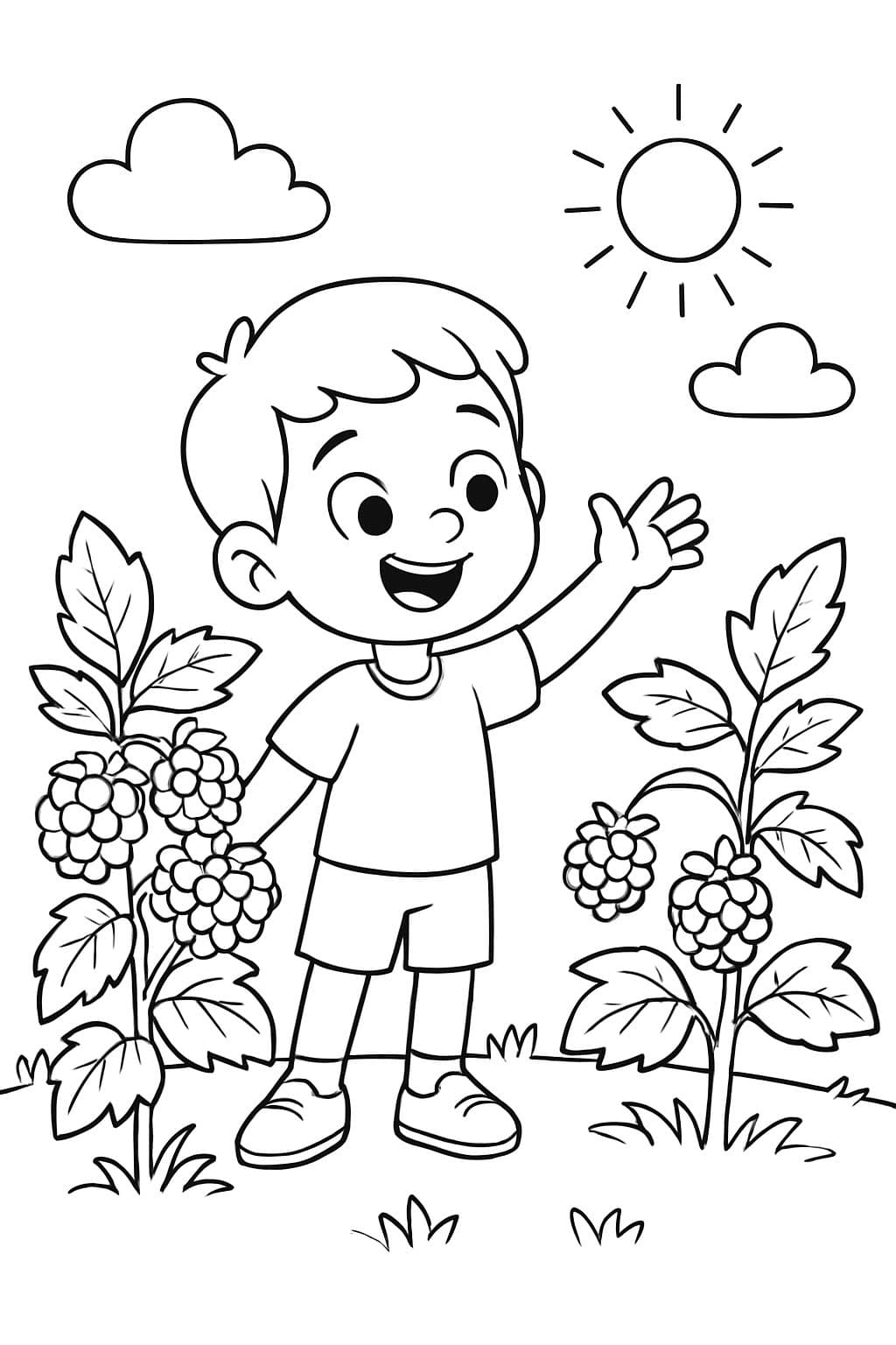 a plant with many blackberries and another plant without blackberries titled Mucho y pocos