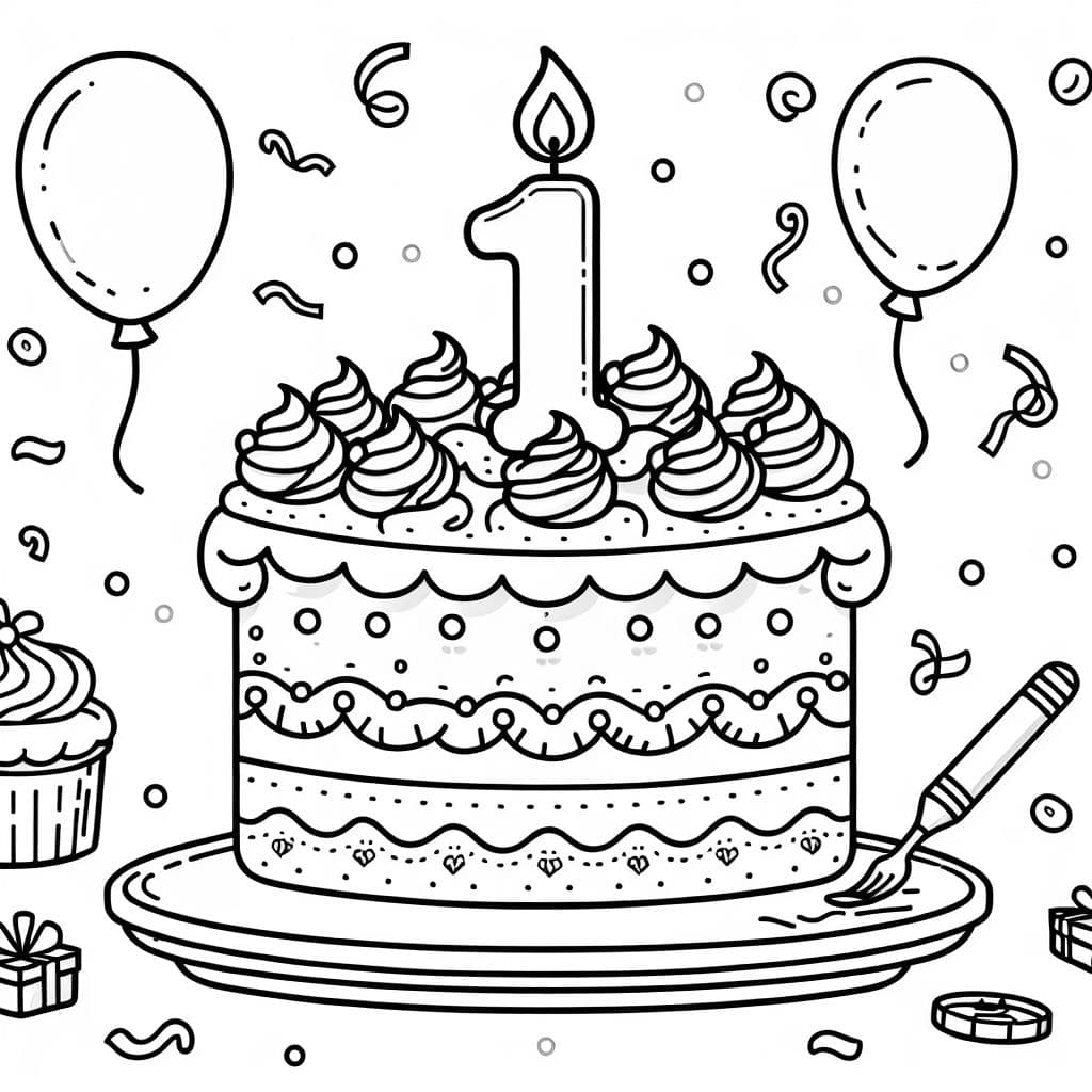 un pastel de cumpleaños con una vela de número uno encima