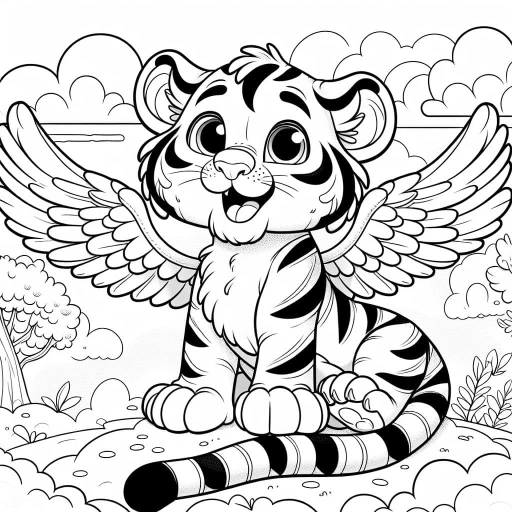 Einen Majestätischen Tiger mit großen Flügeln