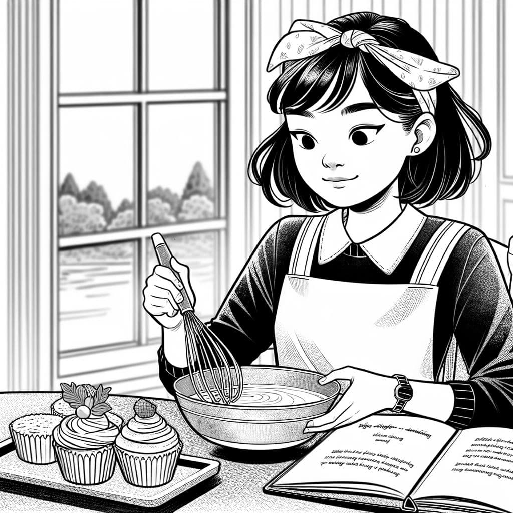 Asian teenage girl who is baking and thinking about swimming