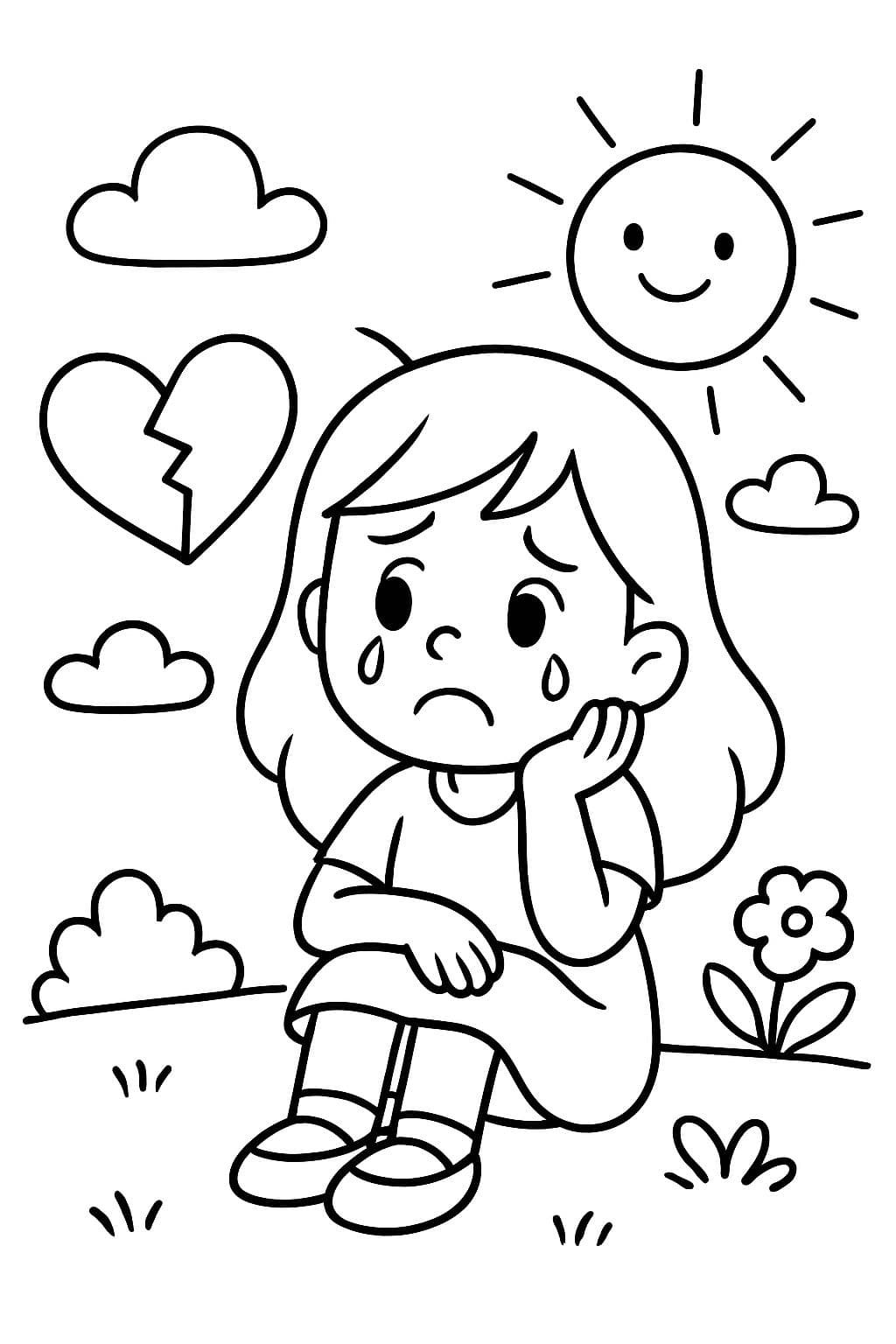 una niña enamorada y triste con el corazón roto