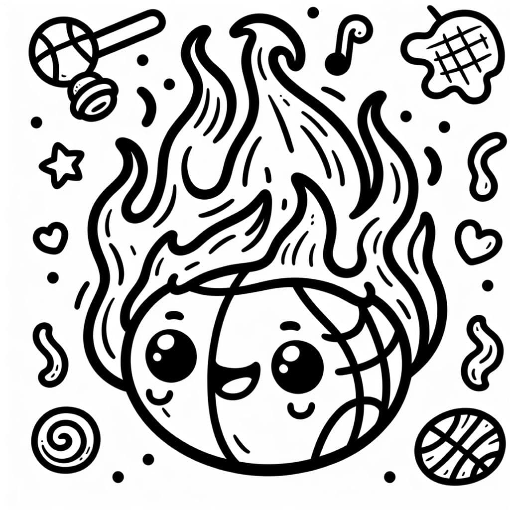 Un ballon de basket en feu qui a l'air excitant et énergique.