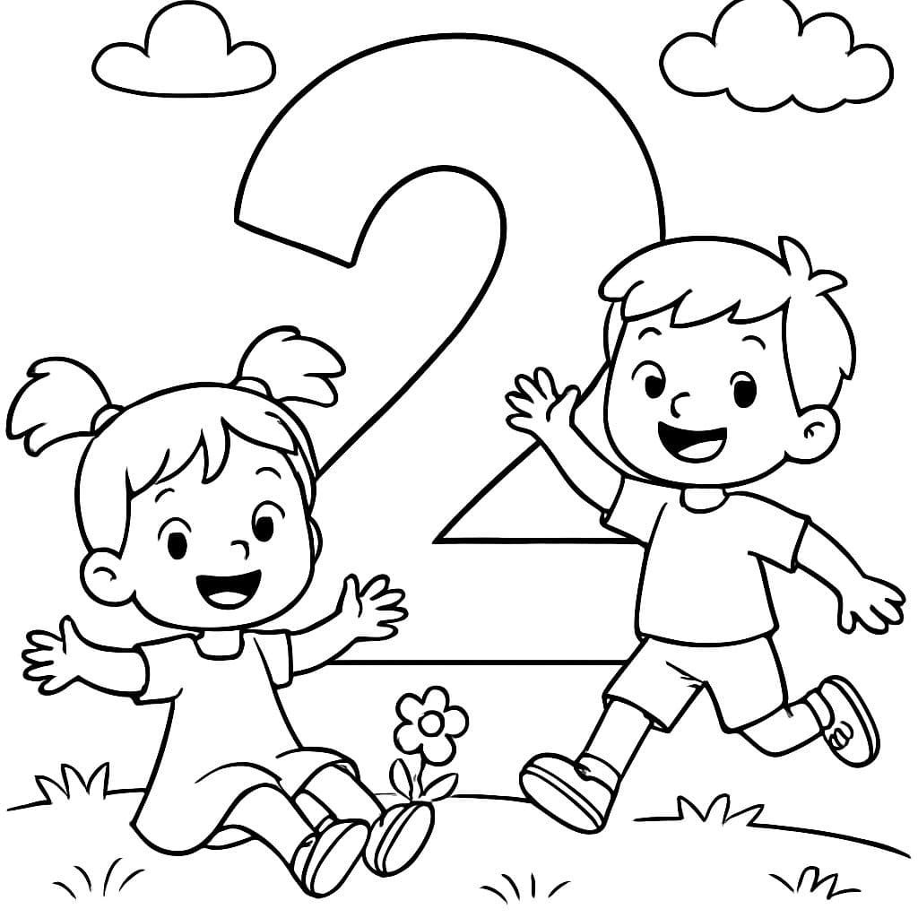 Create a printable activity for preschoolers about the number 2, with a simple exercise and child-friendly illustrations.
