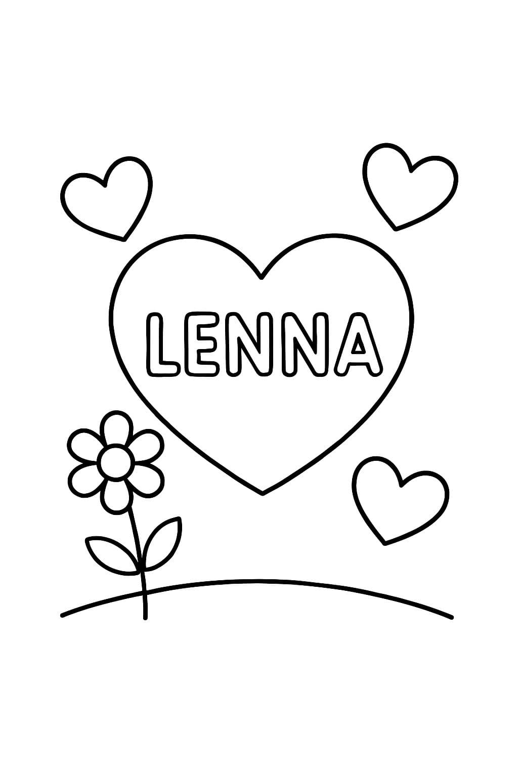 Corazones del día de San Valentín con el nombre Lenna
