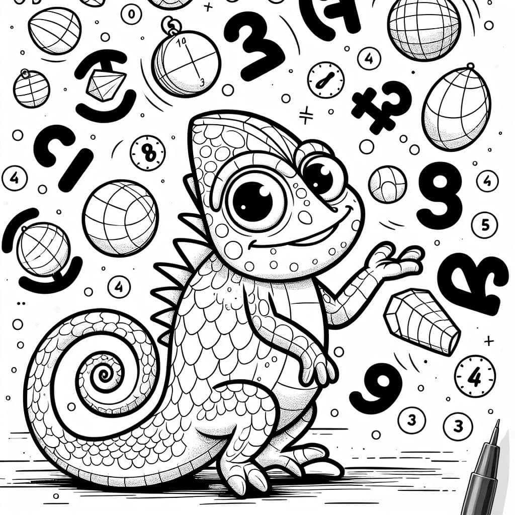 ein Chamäleon, das mit Zahlen und Einheiten jongliert