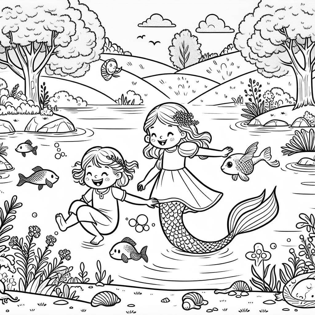 eine meerjungrau und ihre schwester spielen fangen