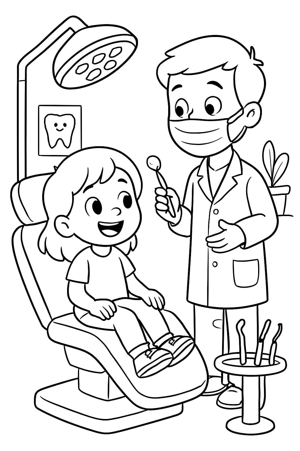 Niño sentado en el dentista en la silla de tratamiento
