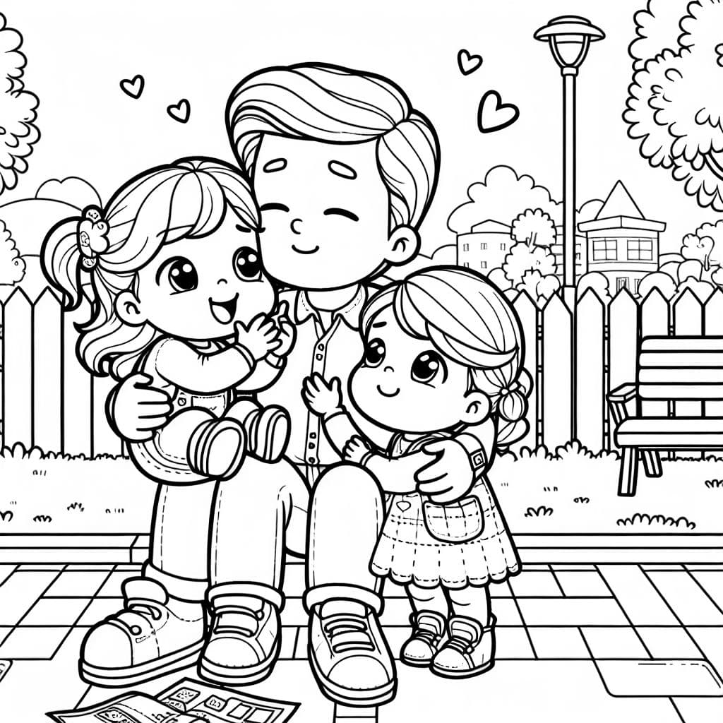 Ein kleines baby und ihre kleine Schwester, die ihren Papa ganz doll lieb haben