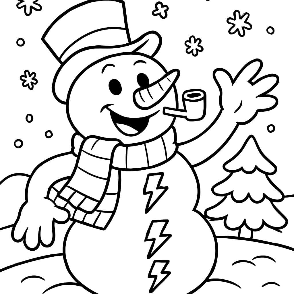 frosty le bonhomme de neige avec des boutons en forme d'éclair